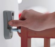 munchkin extending hardware mounted wood safety gate