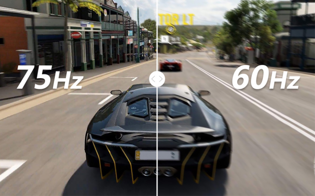 A computer monitor's refresh rates determines visual fluidity. A higher refresh rate ensures smoother motion.
