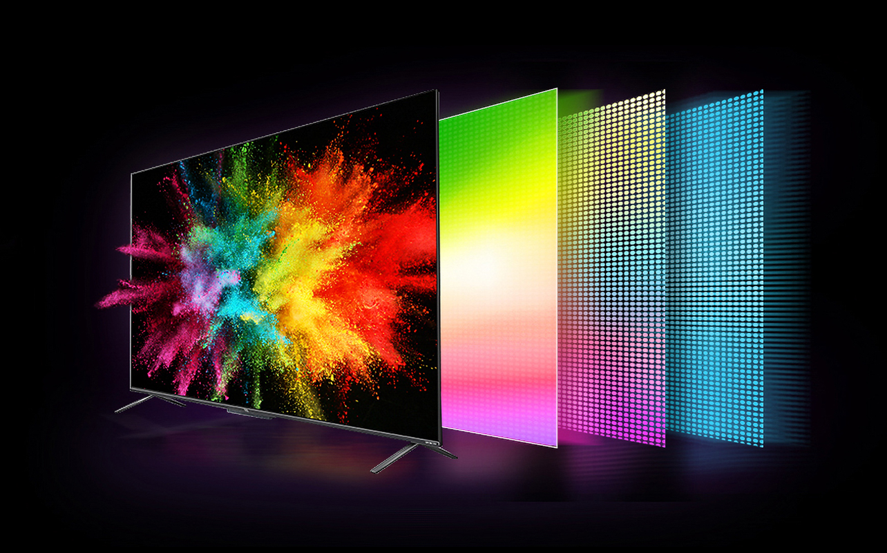 Diagramme montrant les différentes couches d'un écran QLED TV.
