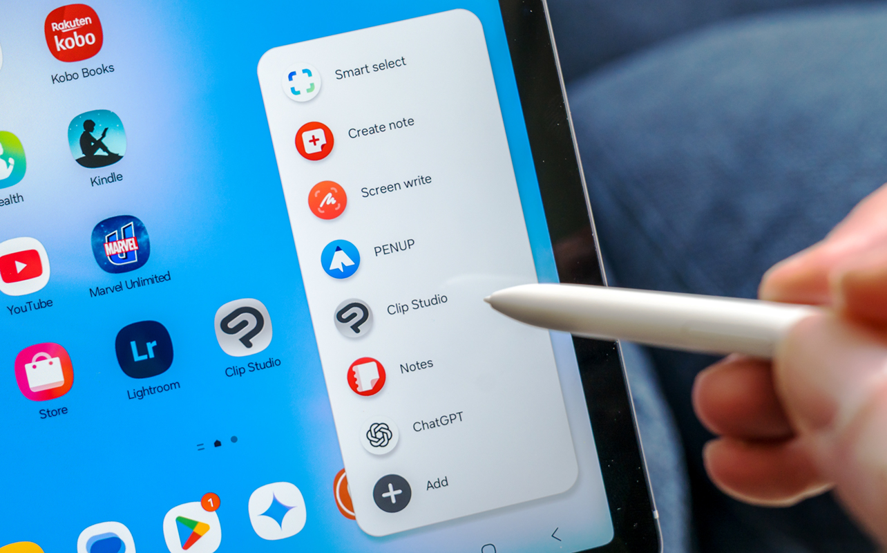 Menu des actions Air du S Pen de la Galaxy Tab S10 FE.